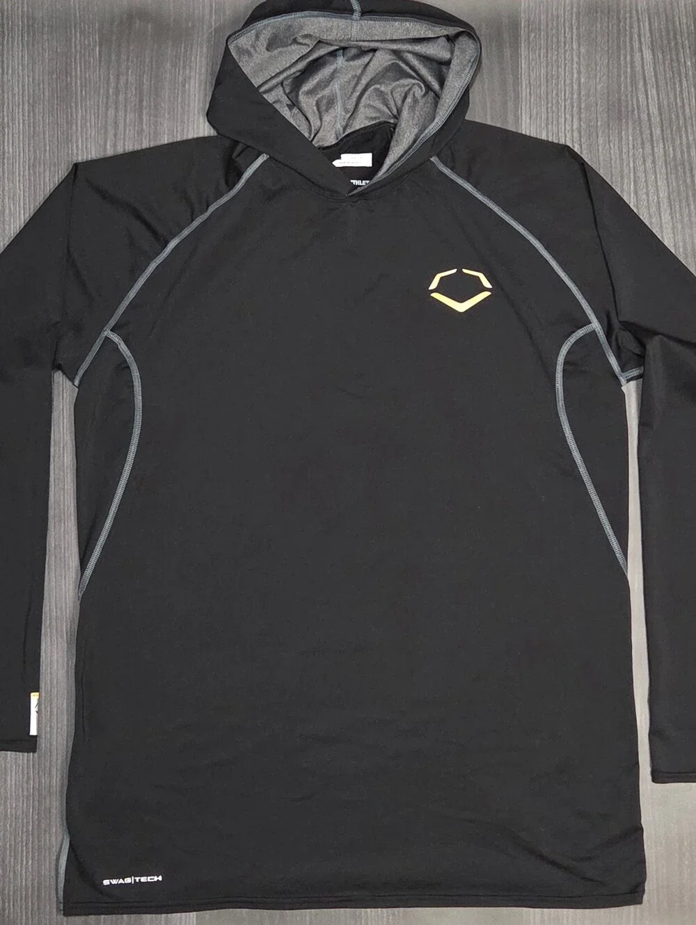 EvoShield Hoodie Mens M Black Swag Tech Performance Training Long Sleeve Shirt